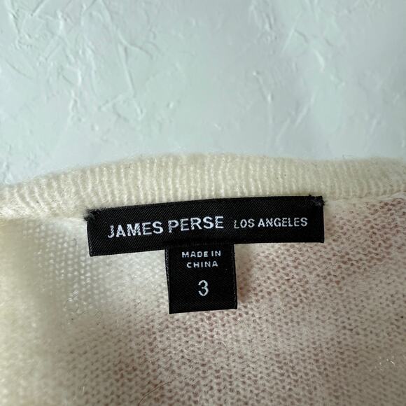 James Perse Knit Cashmere Sweater Women's 3 V neck Cream Long Sleeve Career S3-1 - Picture 5 of 6